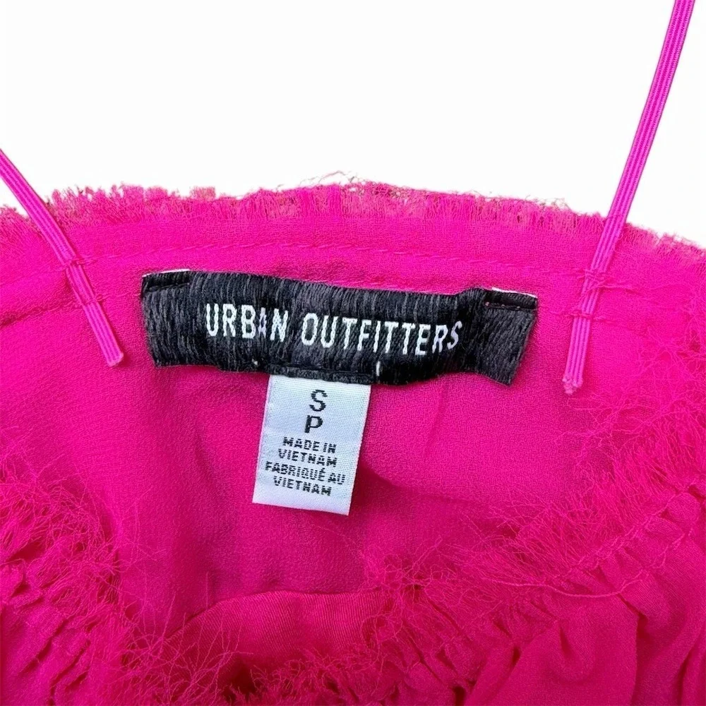 Urban Outfitters Cami Top Womens Size S Hot Pink Lace Trim Corset Ruched‎